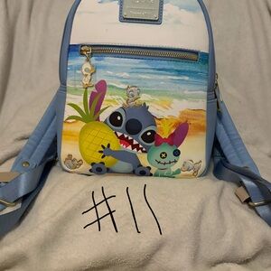 Disney Loungefly Mini Backpack in Sky Blue and Cream with Gold Plate